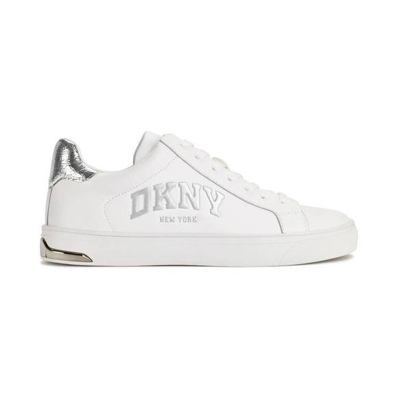 NEW DKNY women's abeni arch lace up sneaker in bright white/silver - Picture 1 of 4